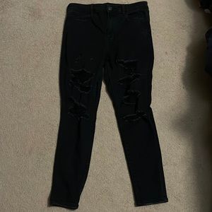 12 short distressed black jeans